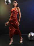 Tokyo Talkies Women Rust Solid Fit And Flare Dress - Rust - Image 1