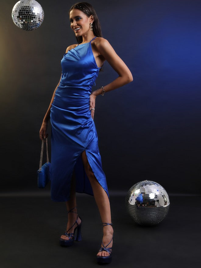 Tokyo Talkies Women Blue Solid A-Line Dress - Blue - Image 1