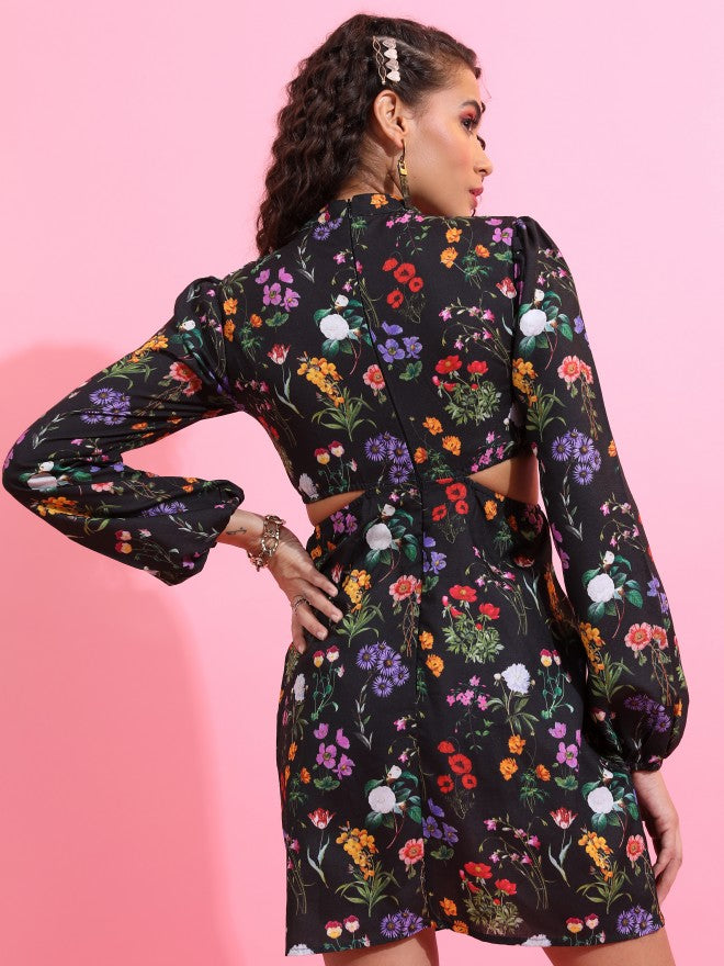 Tokyo Talkies Women Black Printed A-Line Dress - Black - Image 3