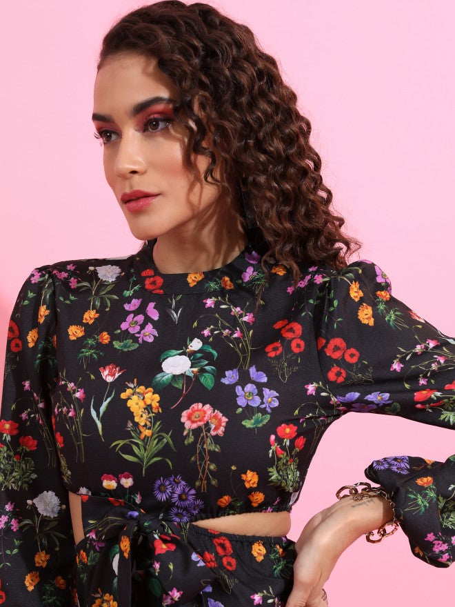 Tokyo Talkies Women Black Printed A-Line Dress - Black - Image 7