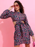 Tokyo Talkies Women Pink Printed A-Line Dress - Pink - Image 1