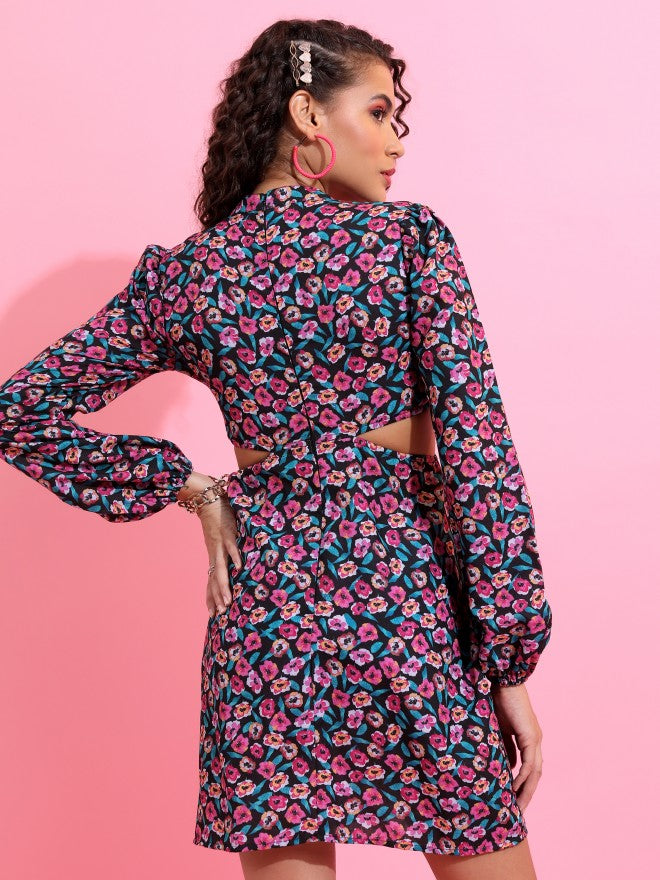 Tokyo Talkies Women Pink Printed A-Line Dress - Pink - Image 3