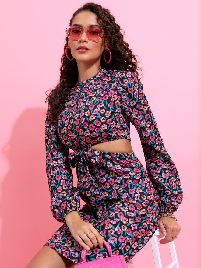 Tokyo Talkies Women Pink Printed A-Line Dress - Pink - Image 4