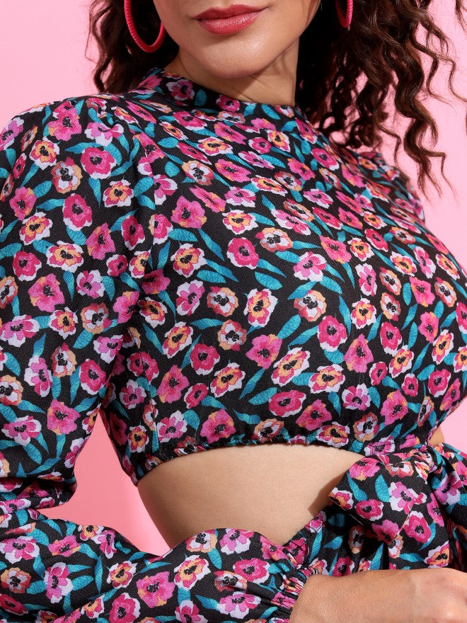 Tokyo Talkies Women Pink Printed A-Line Dress - Pink - Image 5