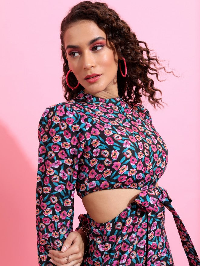 Tokyo Talkies Women Pink Printed A-Line Dress - Pink - Image 7