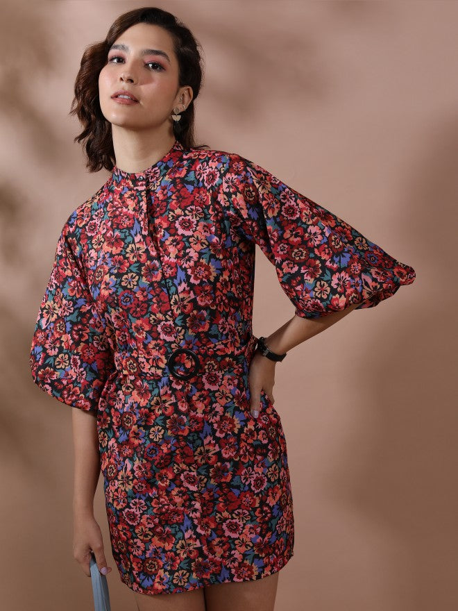 Tokyo Talkies Women Red Printed Shirt Dress - Red - Image 1