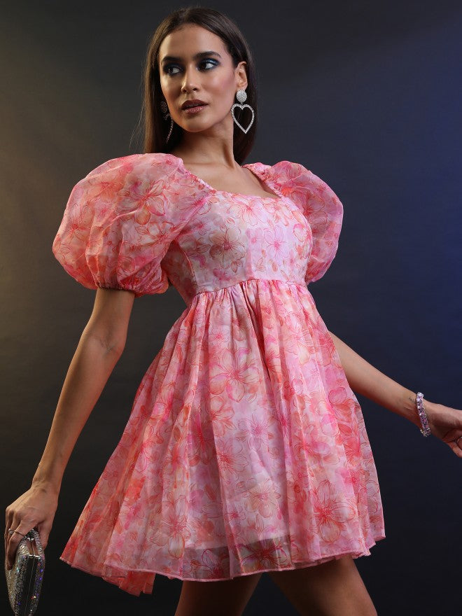Tokyo Talkies Women Red Printed Fit And Flare Dress - Red - Image 6