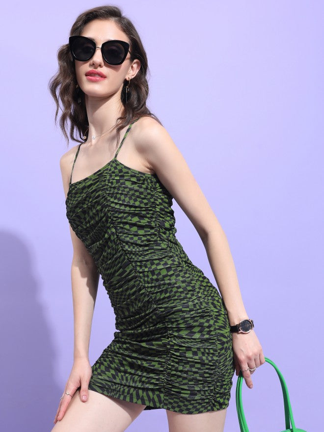 Tokyo Talkies Women Black Printed Bodycon Dress - Black - Image 1