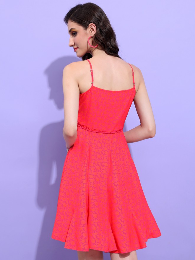 Tokyo Talkies Women Red Printed A-Line Dress - Red - Image 3