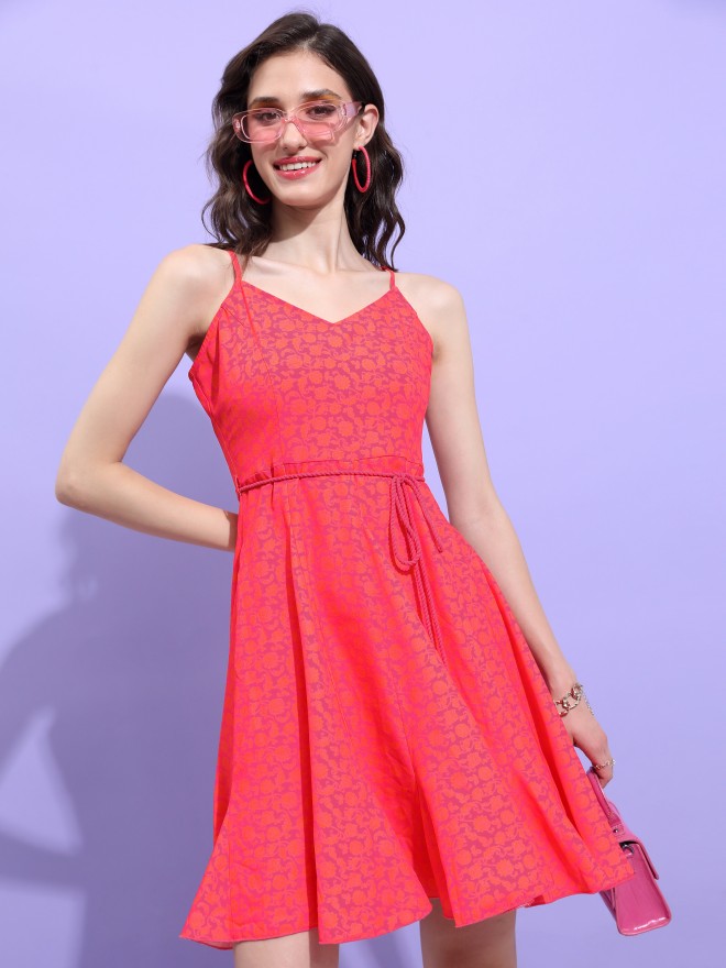 Tokyo Talkies Women Red Printed A-Line Dress - Red - Image 6