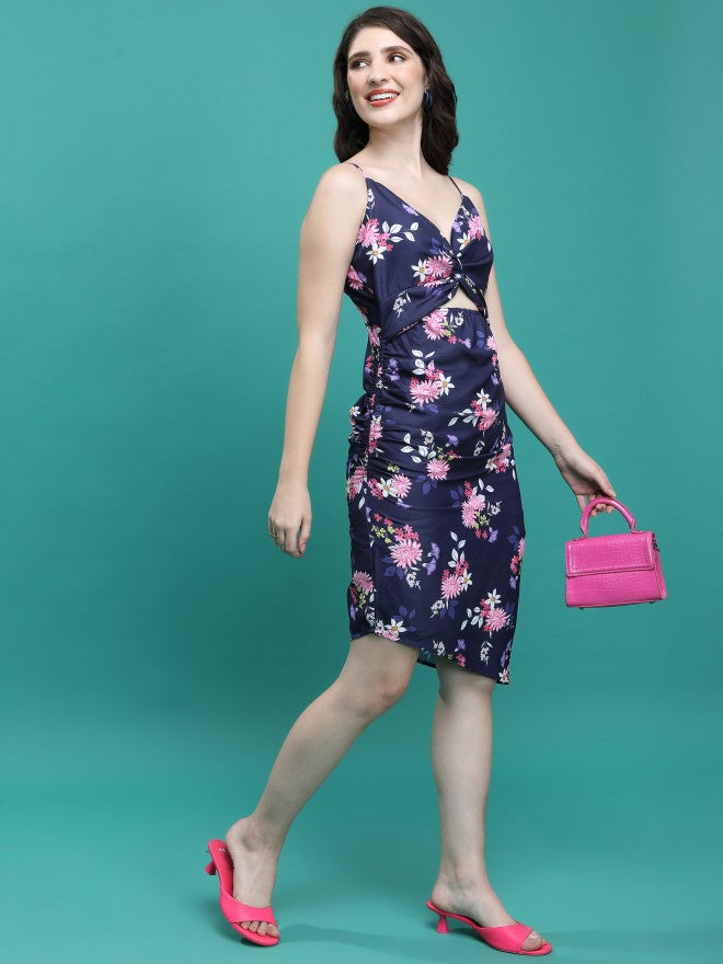 Tokyo Talkies Women Blue Printed Fit And Flare Dress - Blue - Image 2