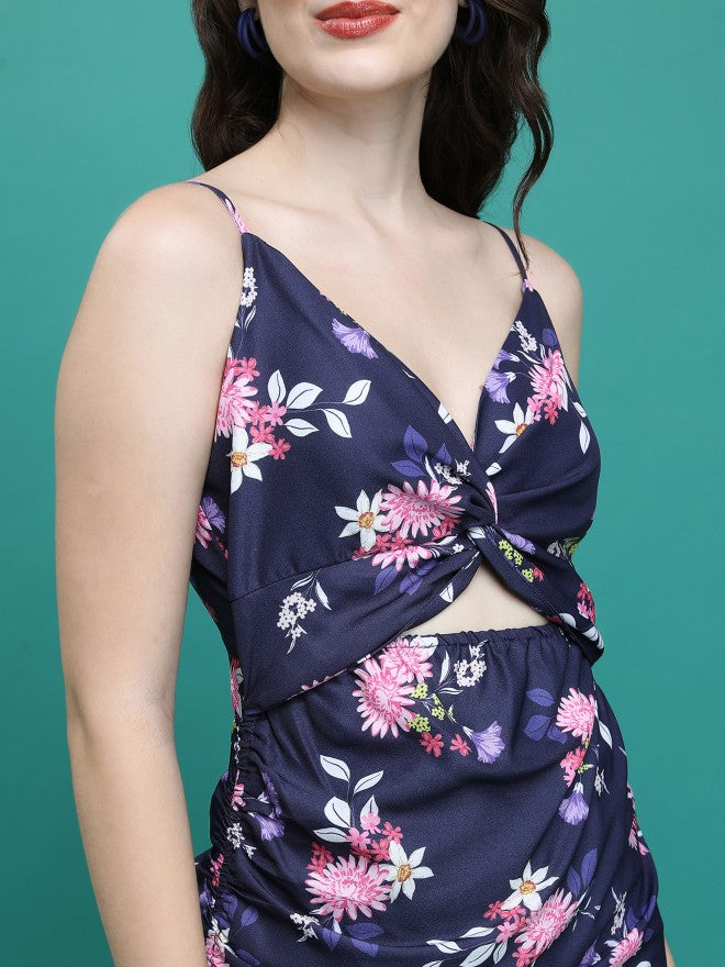Tokyo Talkies Women Blue Printed Fit And Flare Dress - Blue - Image 5