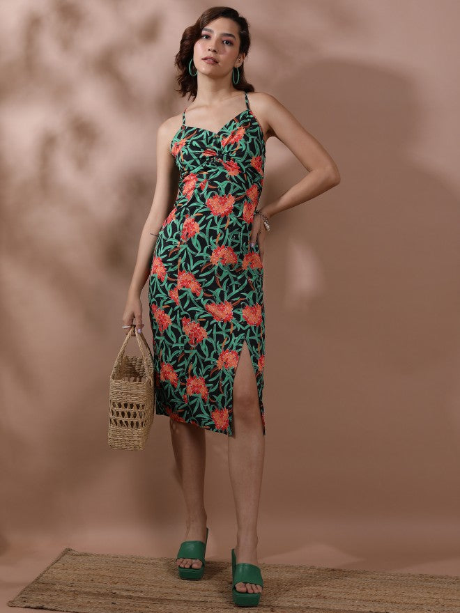 Tokyo Talkies Women Black Printed Sheath Dress - Black - Image 1