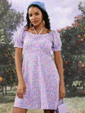 Tokyo Talkies Women Blue/Pink/Multi Printed Fit And Flare Dress - Blue - Image 1