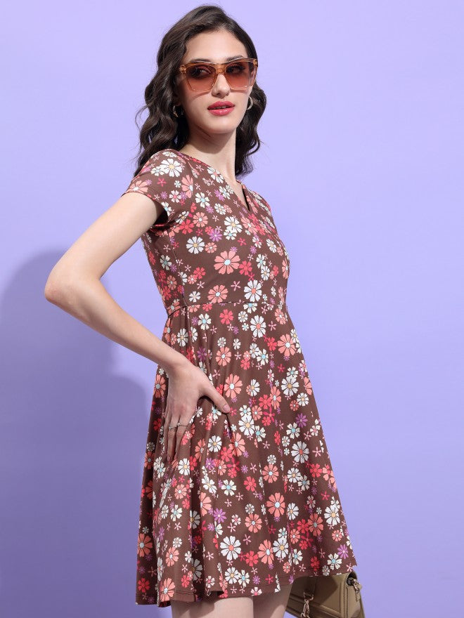 Tokyo Talkies Women Brown/Multi Printed Wrap Dress - Brown - Image 6