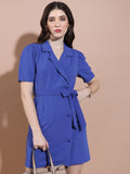 Tokyo Talkies Women Blue Solid Blazer Dress - Blue - Image 1