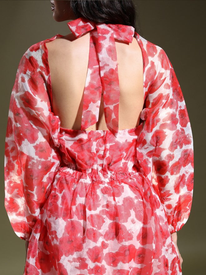 Tokyo Talkies Women Pink Printed Fit And Flare Dress - Pink - Image 5