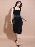 Tokyo Talkies Women Black Solid Bodycon Dress - Black - Image 1