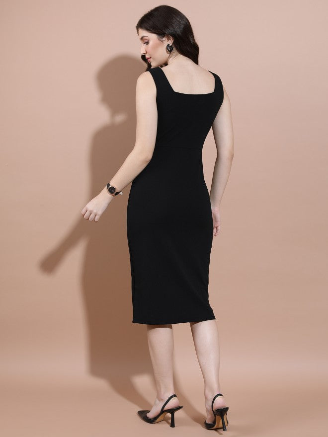 Tokyo Talkies Women Black Solid Bodycon Dress - Black - Image 3