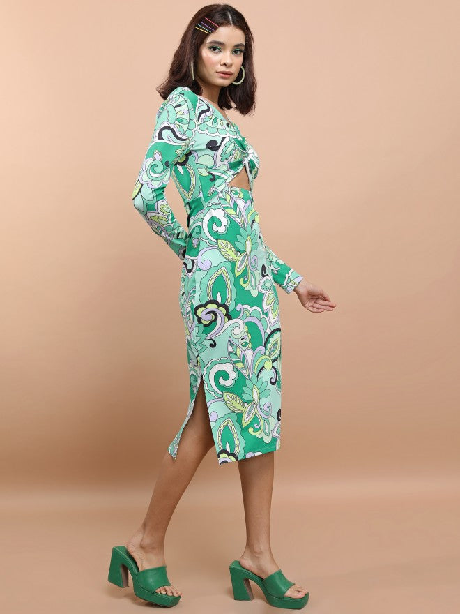 Tokyo Talkies Women Green/Multi Printed Sheath Dress - Green - Image 4