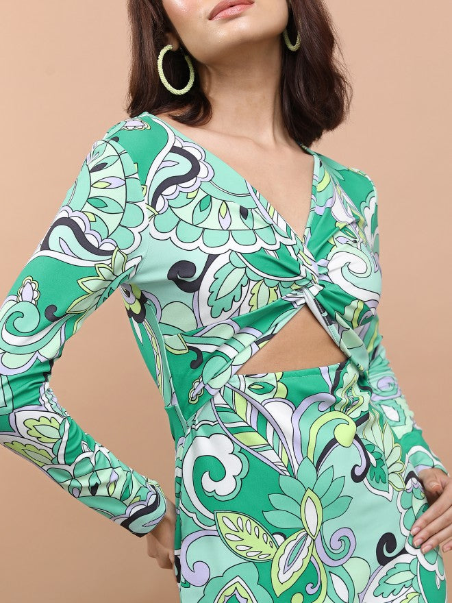 Tokyo Talkies Women Green/Multi Printed Sheath Dress - Green - Image 5
