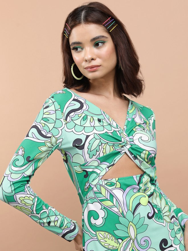 Tokyo Talkies Women Green/Multi Printed Sheath Dress - Green - Image 6