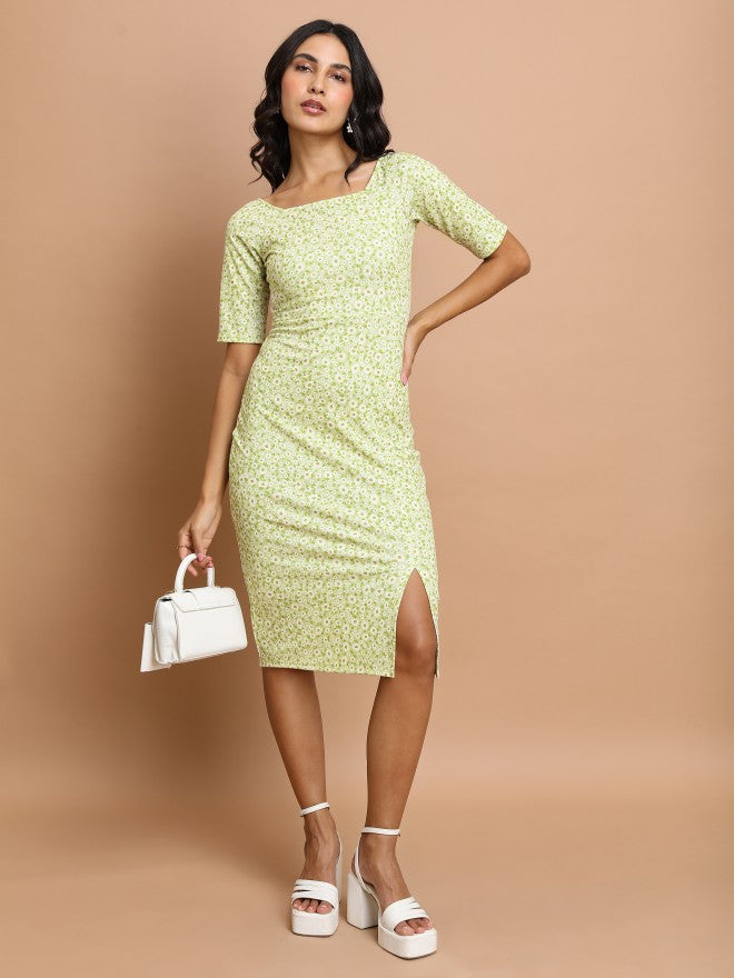 Tokyo Talkies Women Green/Multi Printed Sheath Dress - Green - Image 1