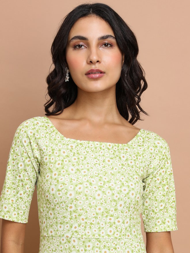 Tokyo Talkies Women Green/Multi Printed Sheath Dress - Green - Image 2