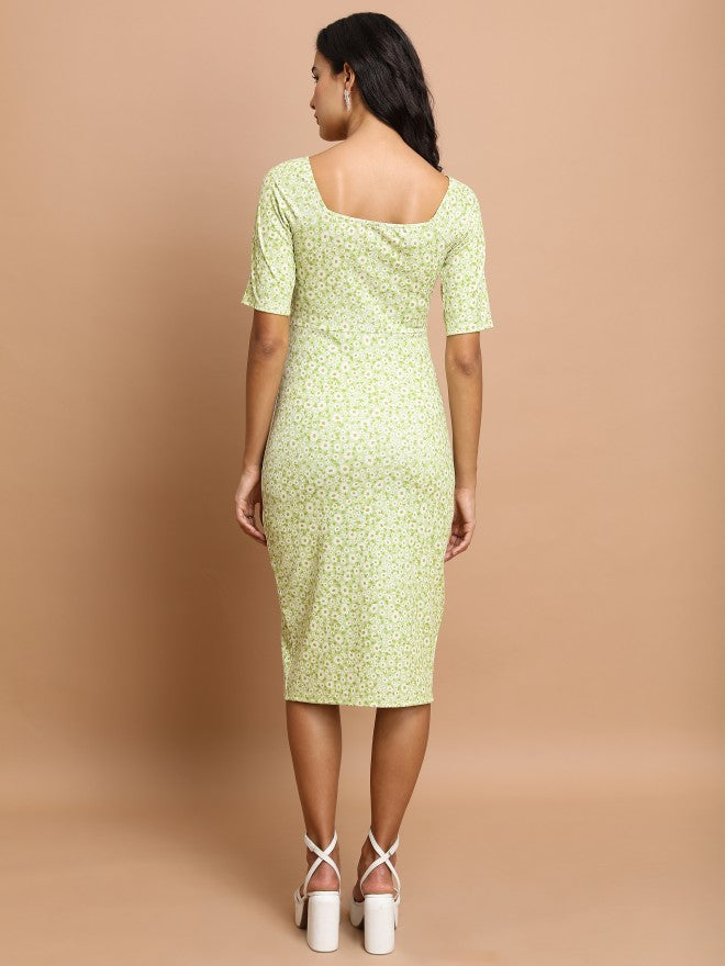 Tokyo Talkies Women Green/Multi Printed Sheath Dress - Green - Image 3