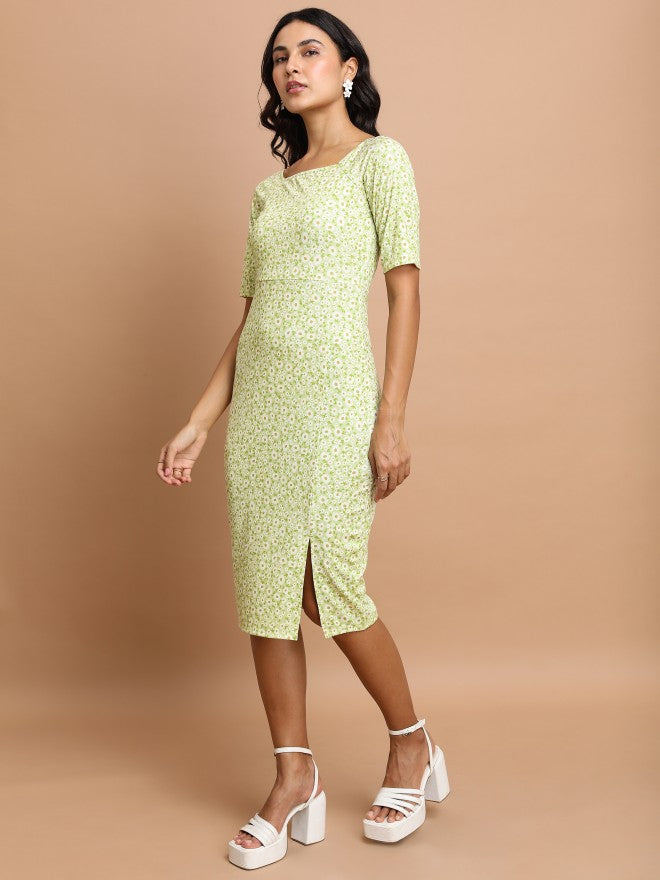 Tokyo Talkies Women Green/Multi Printed Sheath Dress - Green - Image 4