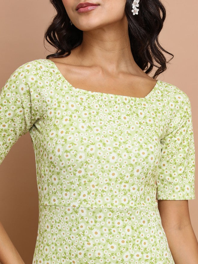 Tokyo Talkies Women Green/Multi Printed Sheath Dress - Green - Image 5