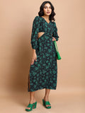 Tokyo Talkies Women Black Printed Maxi Dress - Black - Image 1