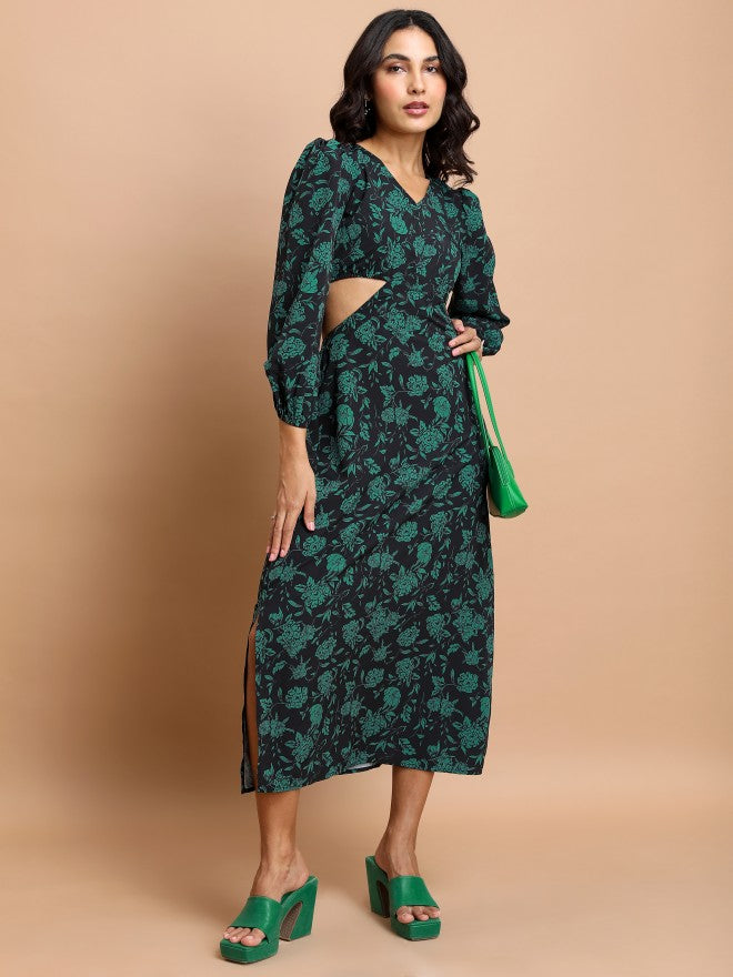 Tokyo Talkies Women Black Printed Maxi Dress - Black - Image 1