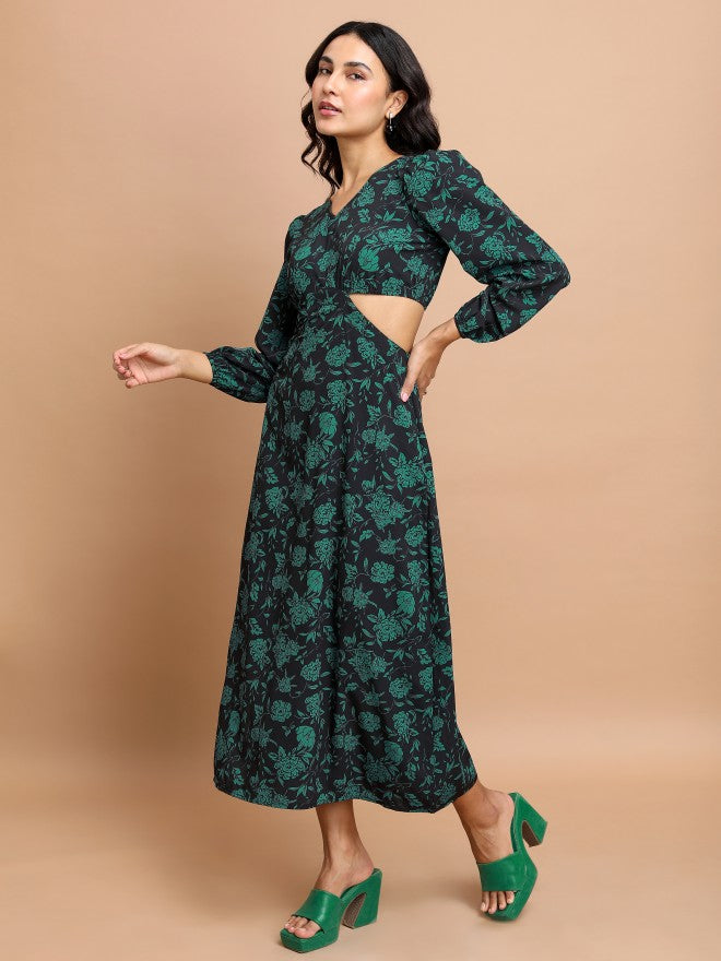 Tokyo Talkies Women Black Printed Maxi Dress - Black - Image 2