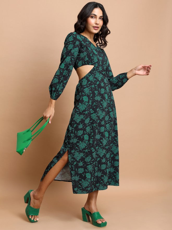 Tokyo Talkies Women Black Printed Maxi Dress - Black - Image 4