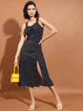 Tokyo Talkies Women Black Printed A-Line Dress - Black - Image 1