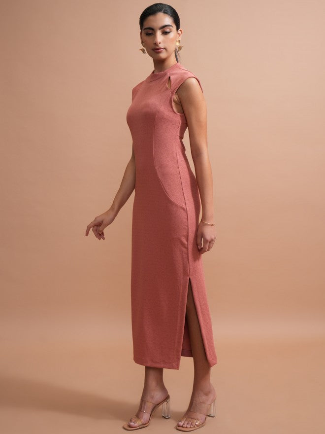 Tokyo Talkies Women Rose Solid Maxi Dress - Rose - Image 2