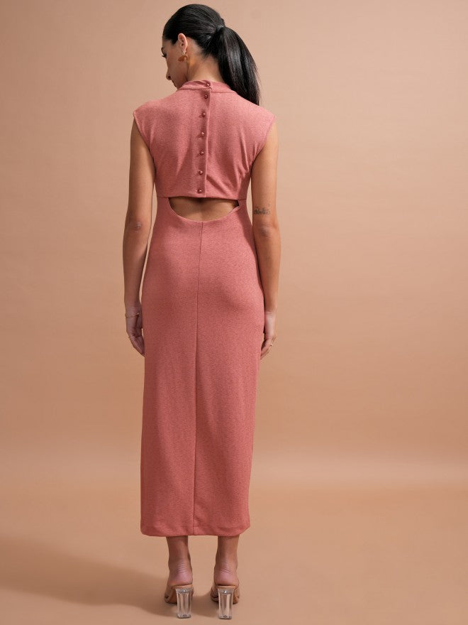 Tokyo Talkies Women Rose Solid Maxi Dress - Rose - Image 3