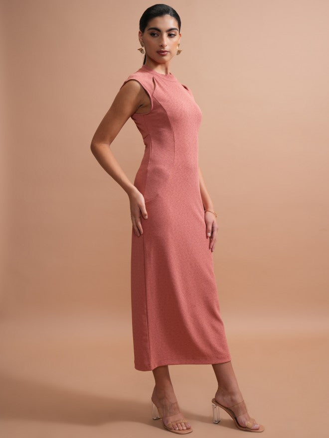 Tokyo Talkies Women Rose Solid Maxi Dress - Rose - Image 4