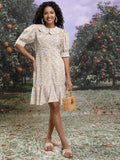 Tokyo Talkies Women White Printed Drop-Waist Dress - White - Image 1