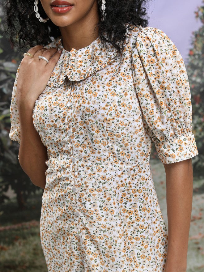 Tokyo Talkies Women White Printed Drop-Waist Dress - White - Image 5