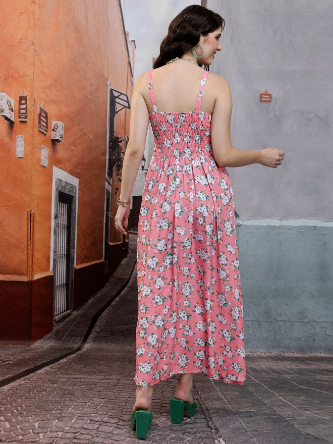 Tokyo Talkies Women Pink Printed Maxi Dress - Pink - Image 3