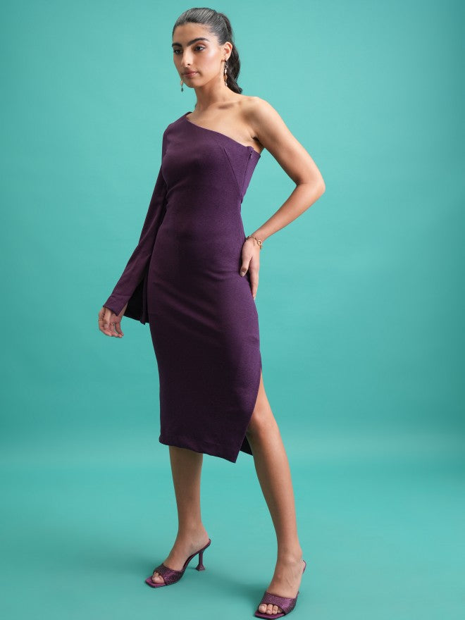 Tokyo Talkies Women Purple Solid Sheath Dress - Purple - Image 2