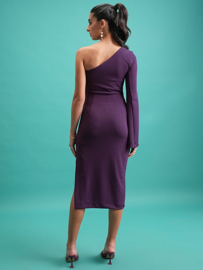 Tokyo Talkies Women Purple Solid Sheath Dress - Purple - Image 3