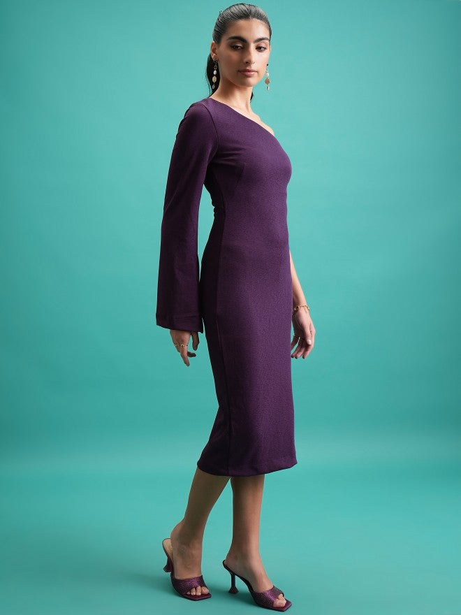 Tokyo Talkies Women Purple Solid Sheath Dress - Purple - Image 4