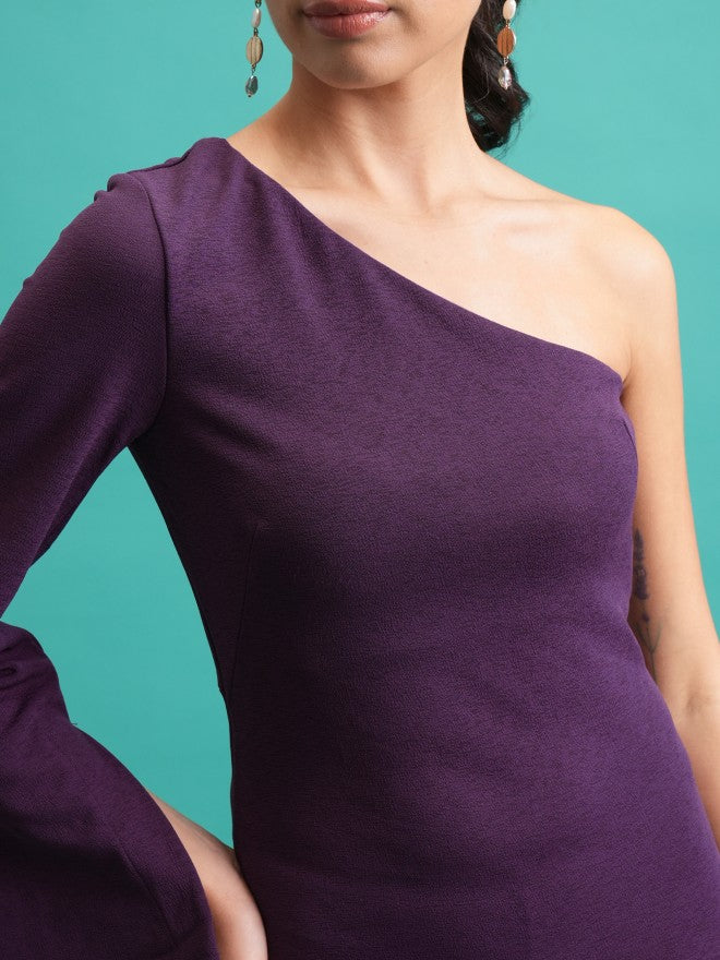 Tokyo Talkies Women Purple Solid Sheath Dress - Purple - Image 5