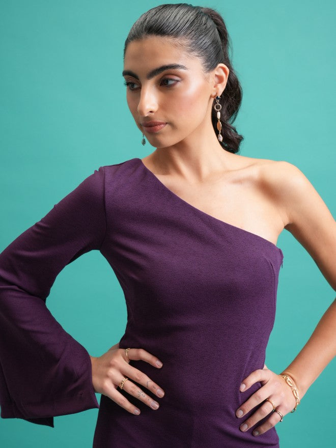 Tokyo Talkies Women Purple Solid Sheath Dress - Purple - Image 6