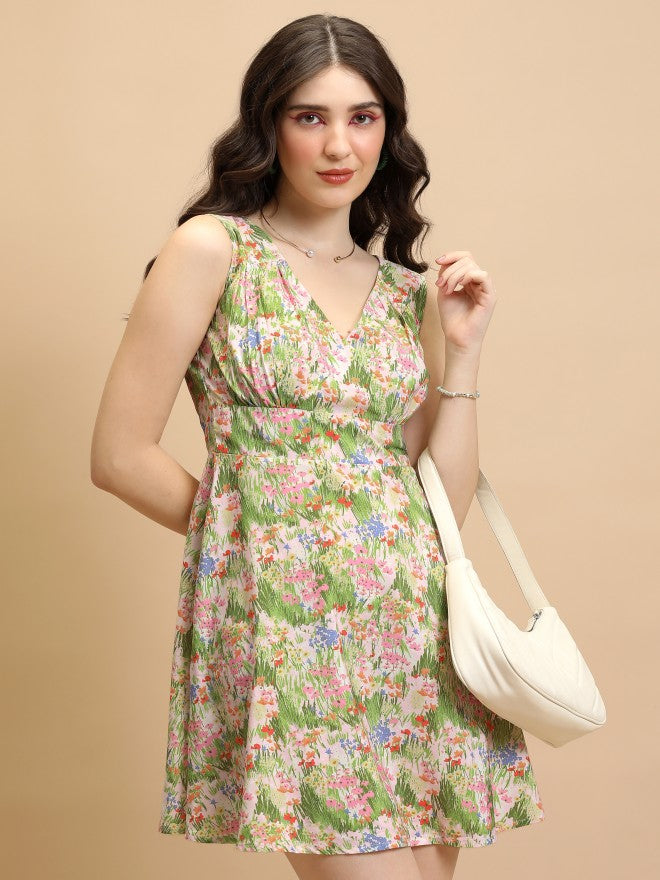 Tokyo Talkies Women Multi Printed Fit And Flare Dress - Multi - Image 1