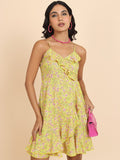 Tokyo Talkies Women Yellow/Green/Multi Printed Wrap Dress - Yellow - Image 1