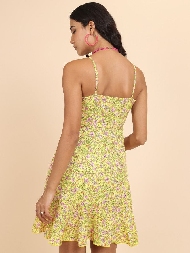 Tokyo Talkies Women Yellow/Green/Multi Printed Wrap Dress - Yellow - Image 3